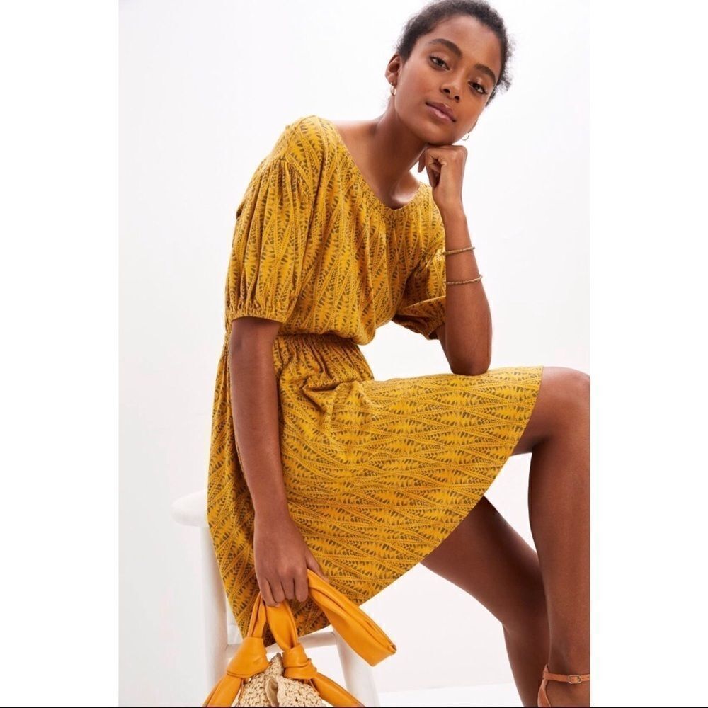 NEW Daily Practice by Anthropologie Gathered Puff Sleeve Mini Dress Medium